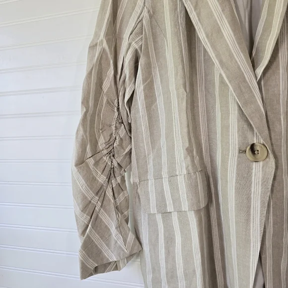NWT Free People Linen Blend Fern Relaxed Oversized Blazer Dusty Beige Sm… - Picture 8 of 12